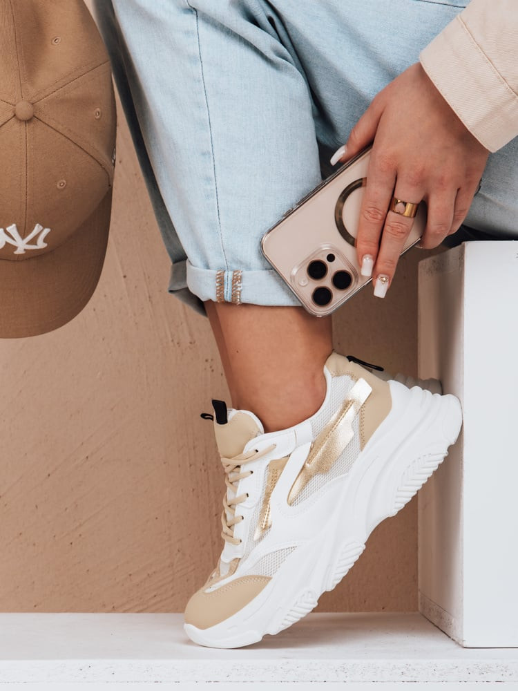 Sportowe sneakersy damskie STEPLIFT złote Dstreet