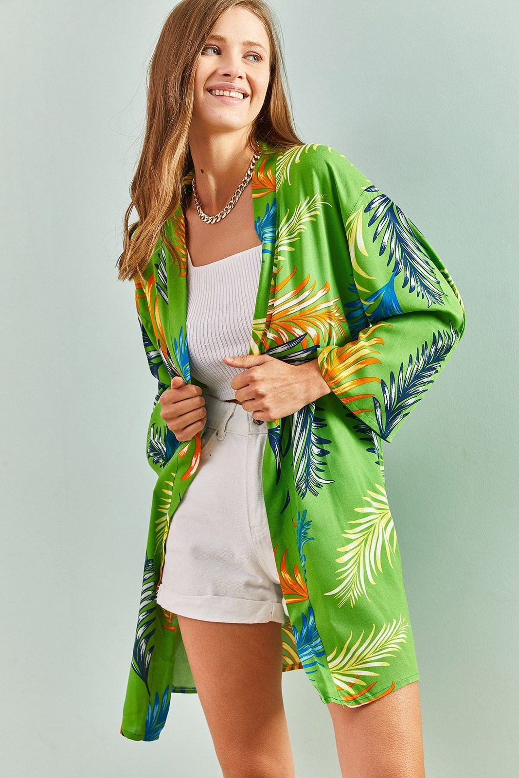 Bianco Lucci Women's Floral Patterned Kimono