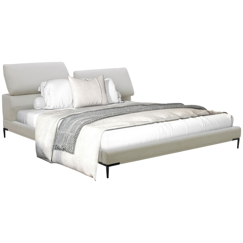 Livetastic ČALÚNENÁ POSTEĽ, 180/200 cm, drevo, kov, textil, krémová