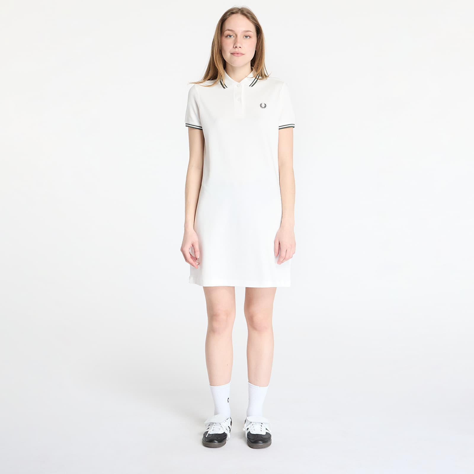 FRED PERRY The Twin Tipped Dress Snow White/ Court Green 34