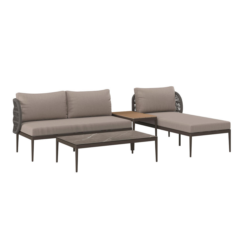 Ambia Garden TERASOVÁ SEDACIA SÚPRAVA 4-dielne, kov, plast, sklo, textil