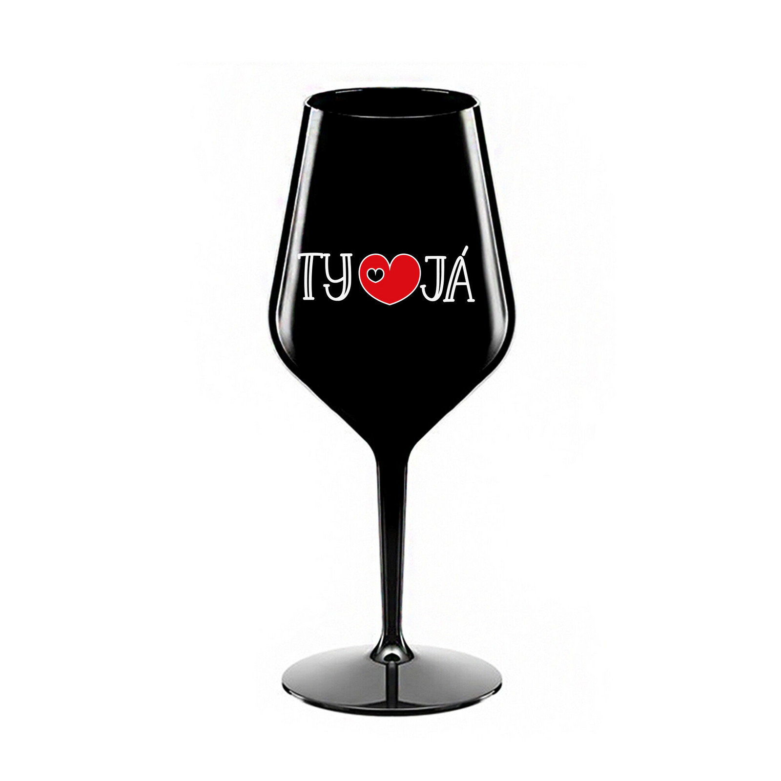 TY A JÁ - černá nerozbitná sklenice na víno 470 ml