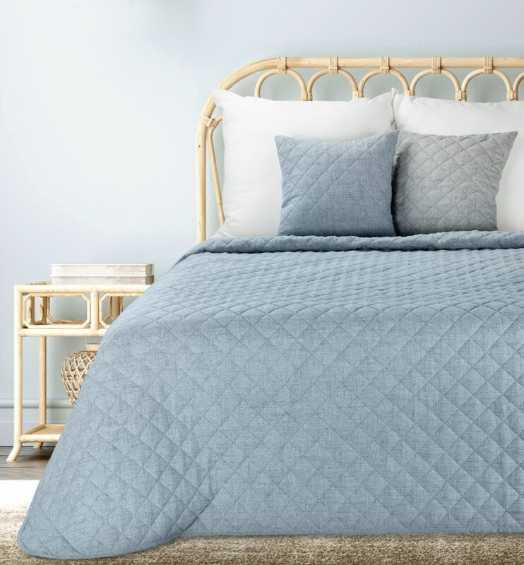 ArtFir Prikrývka na posteľ LEN 1 | modrá 170 x 210 cm