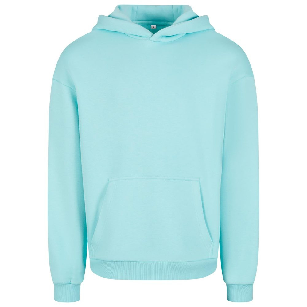Build Your Brand Hebká pánska mikina cez hlavu Fluffy - Beryl blue | S
