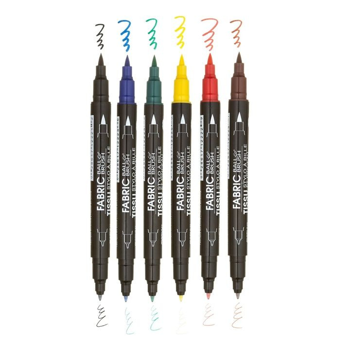 Popisovač na textil Marvy 122-S guľatý a štetcový hrot | Various Shades