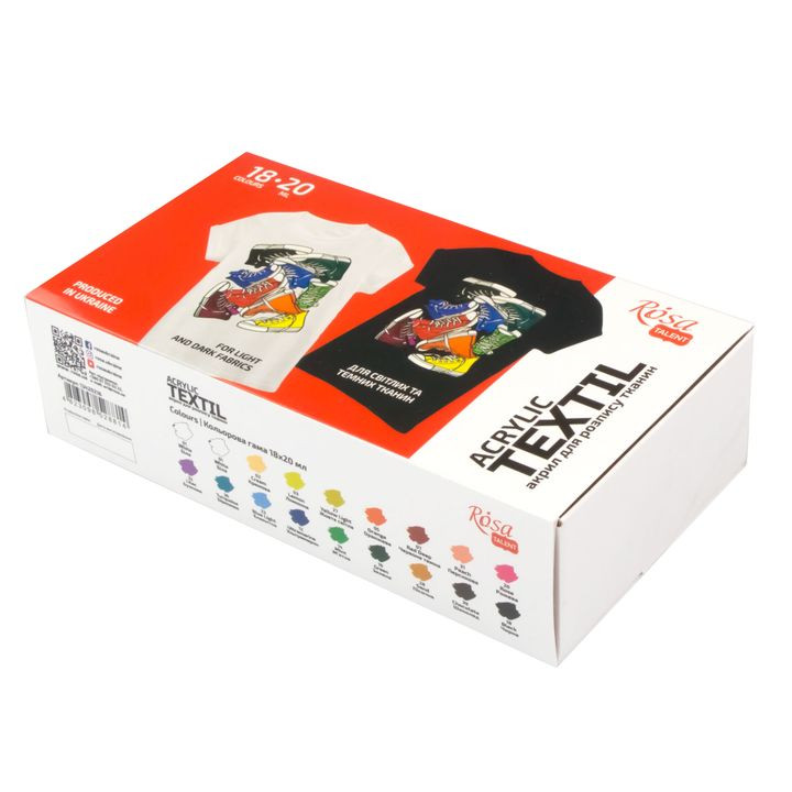 Sada akrylových farieb na textil STYLE ROSA TALENT 18x20 ml