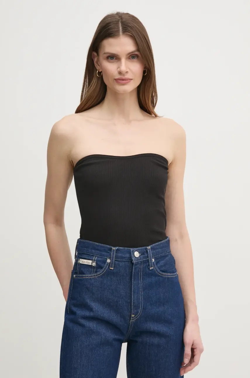 Top Calvin Klein Jeans dámsky, čierna farba, J20J225310