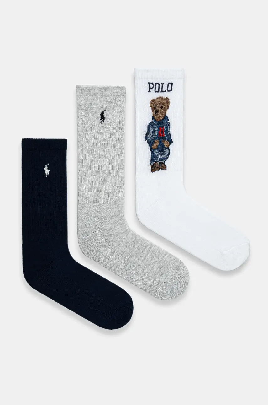 Ponožky Polo Ralph Lauren 3-pak dámske, tmavomodrá farba, 455882850