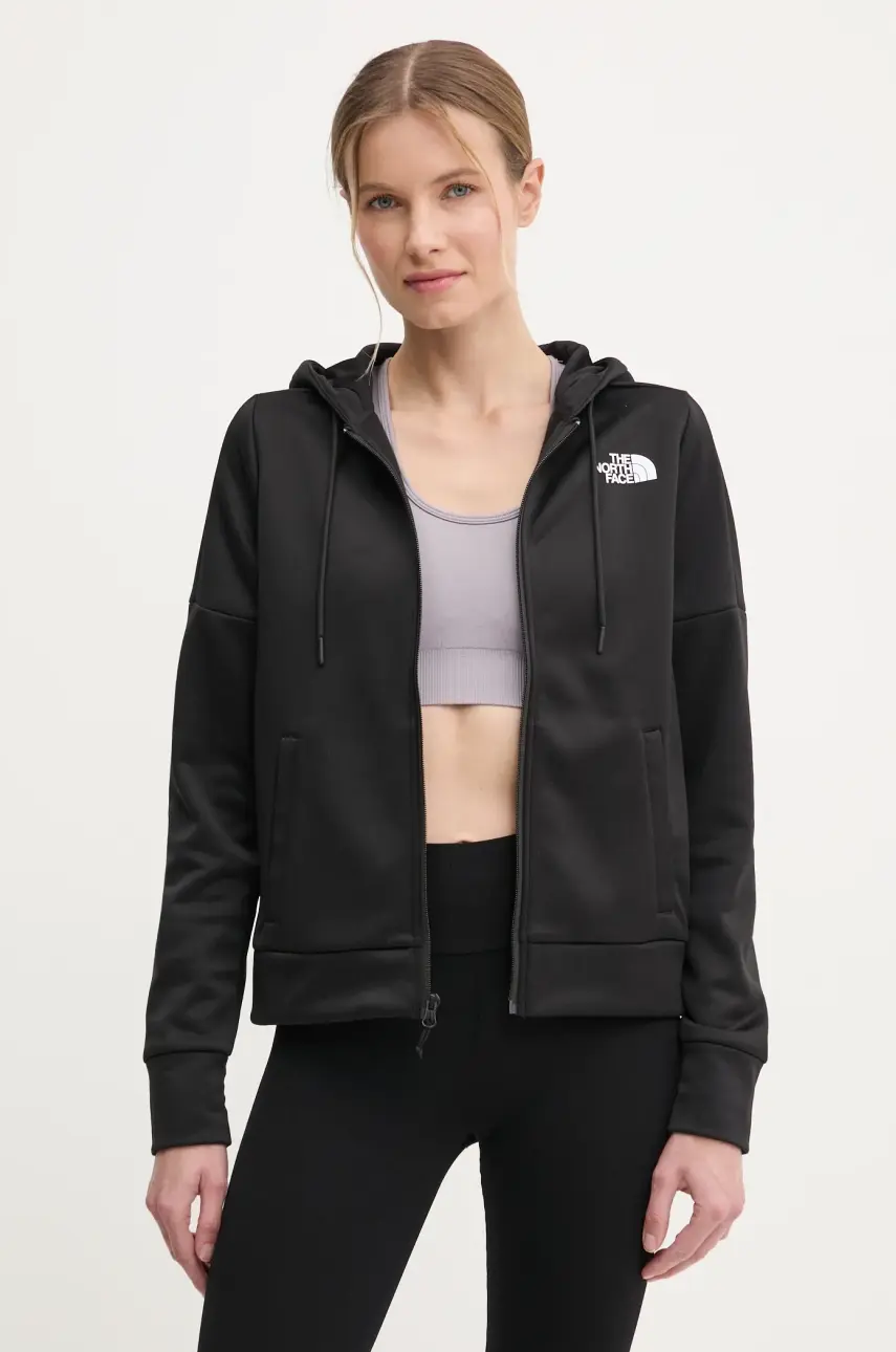 Tepláková mikina The North Face Reaxion čierna farba, s kapucňou, melanžová, NF0A8CNRJK31