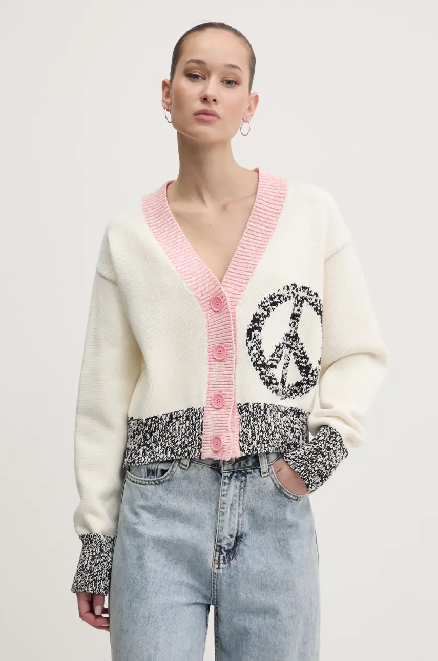 Kardigán Moschino Jeans dámsky, béžová farba, 0918 3209