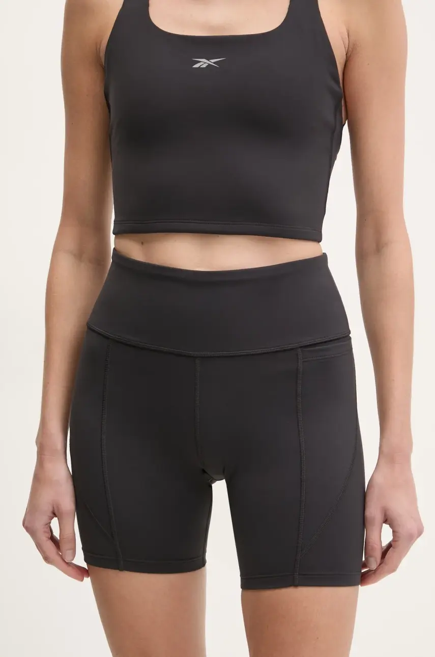 Tréningové šortky Reebok LUX Collection čierna farba, jednofarebné, vysoký pás, 100214845