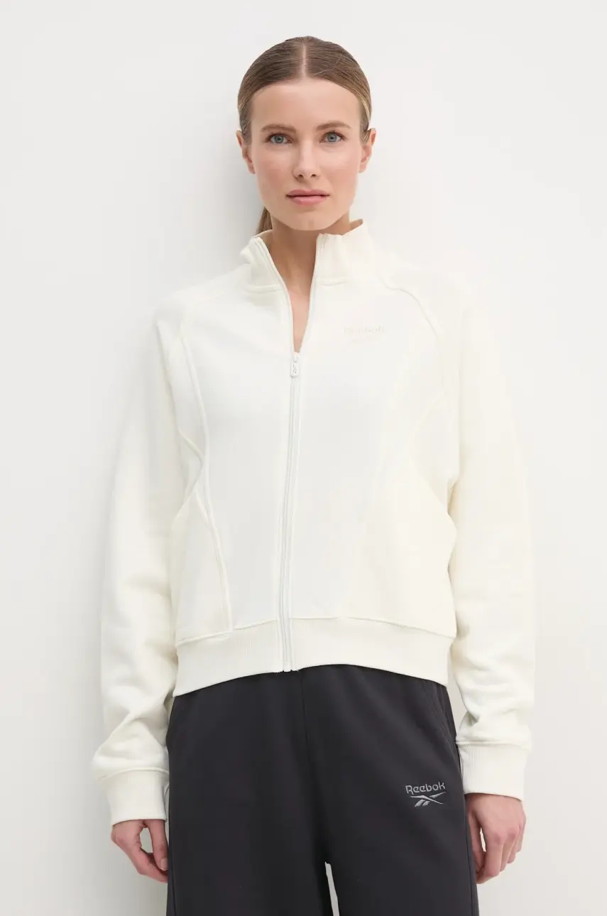 Bavlnená mikina Reebok Classic dámska, béžová farba, jednofarebná, 100214105