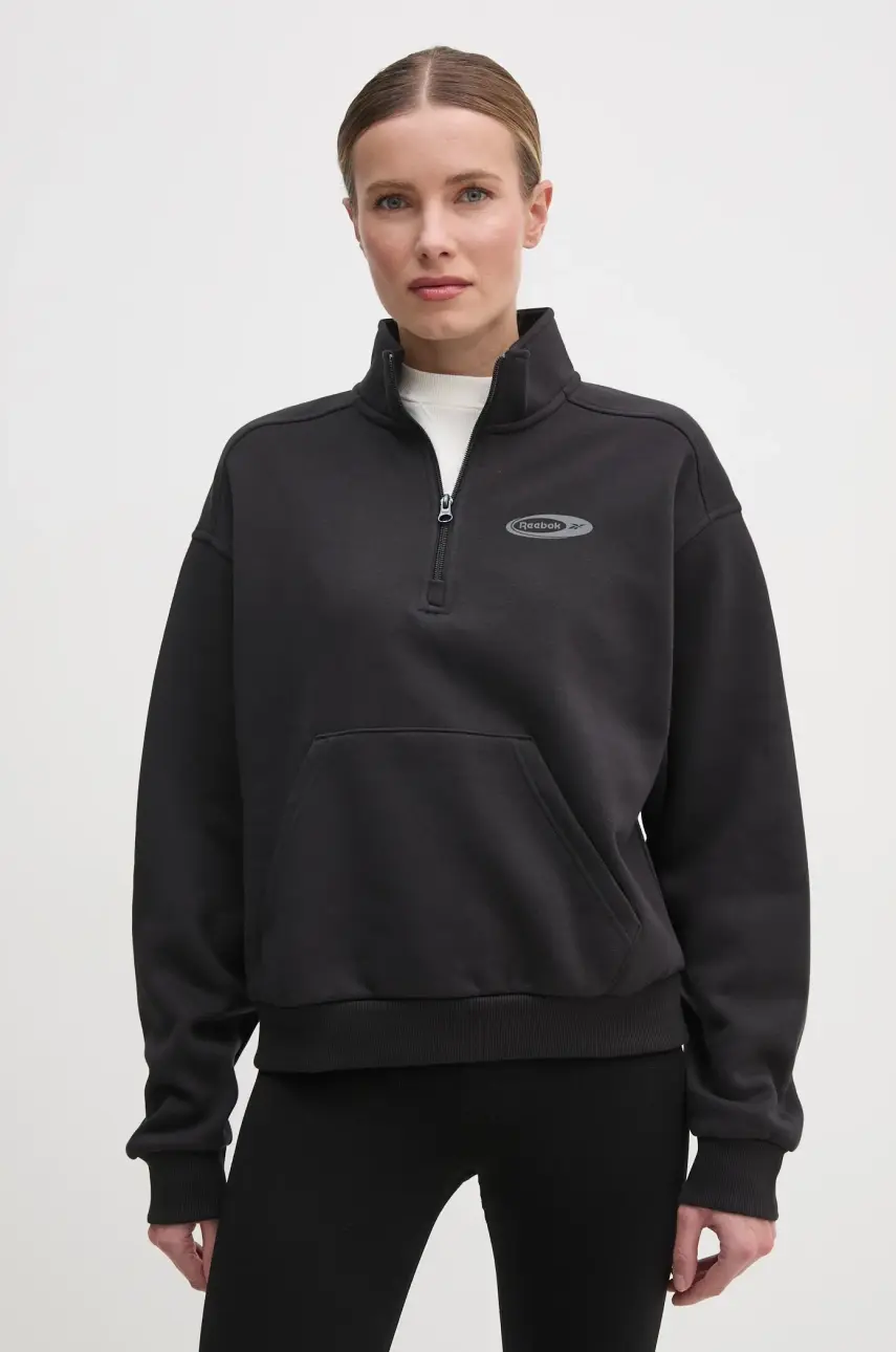 Mikina Reebok Classic dámska, čierna farba, jednofarebná, 100214264