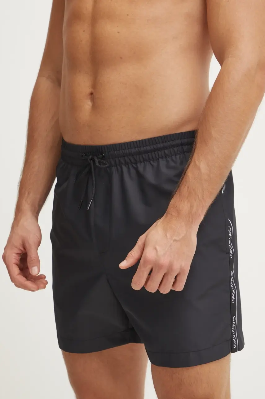 Plavkové šortky Calvin Klein čierna farba, KM0KM01109