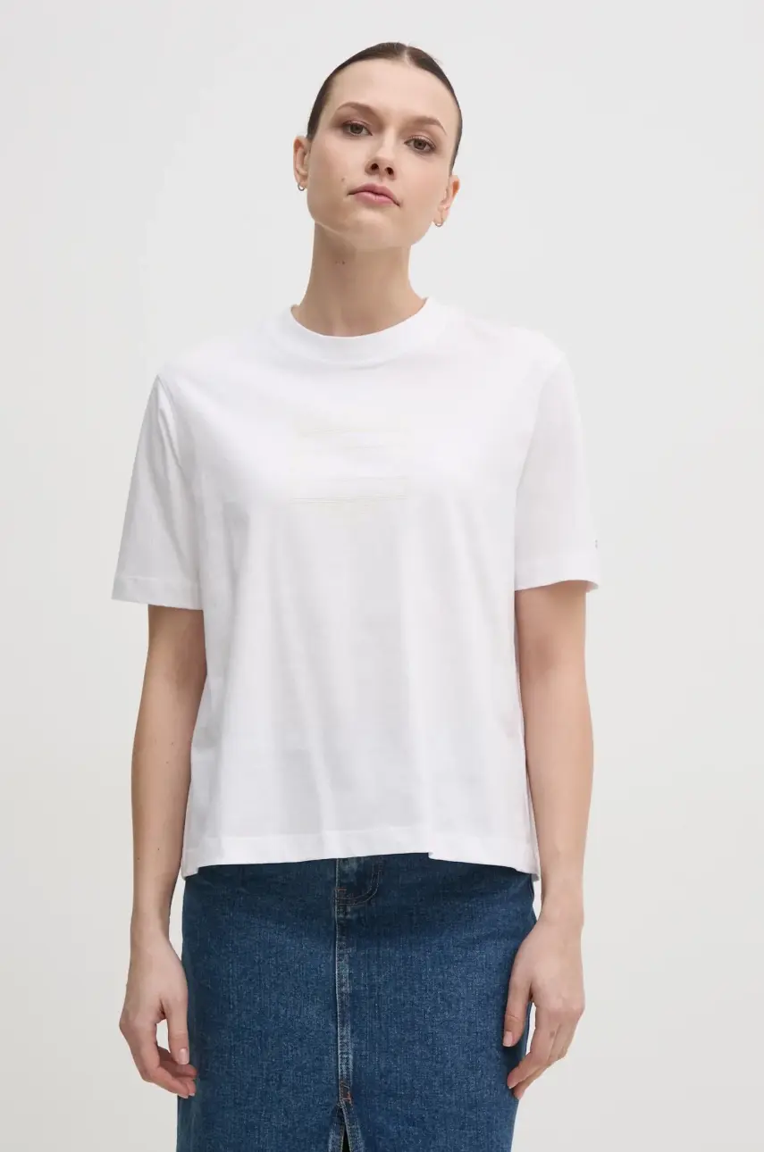 Bavlnené tričko Tommy Hilfiger dámske, biela farba, WW0WW45525