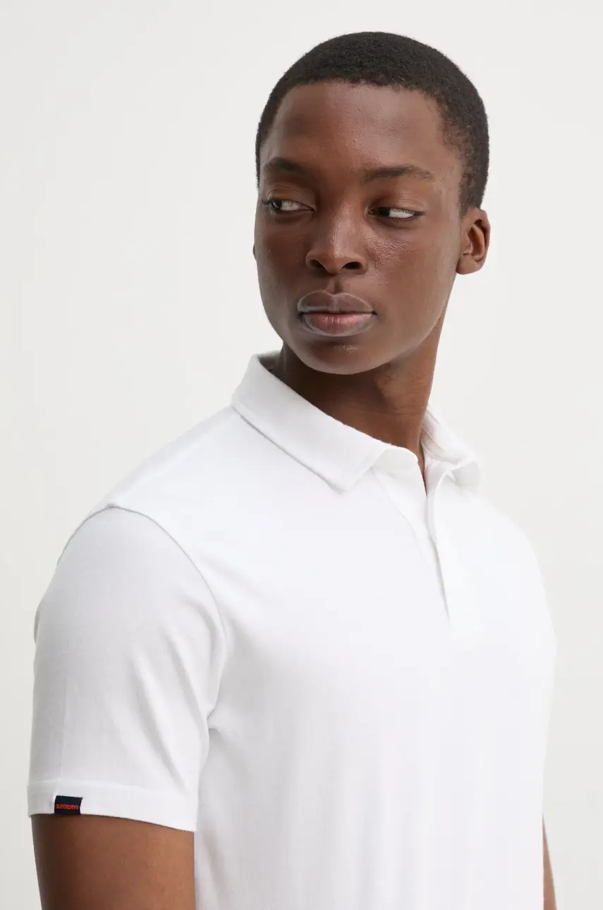 Bavlnené polo tričko Superdry biela farba, jednofarebný, M1110440A-01C