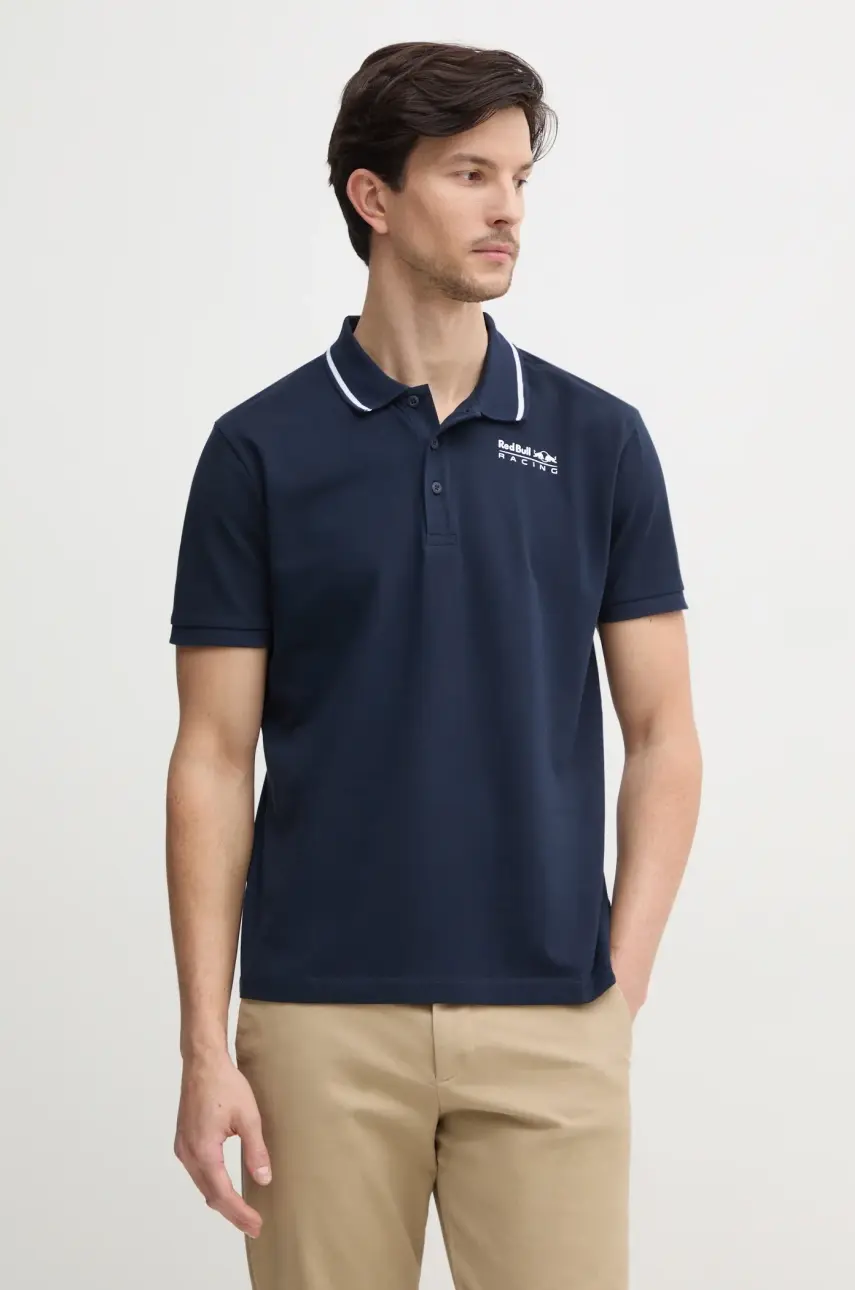 Polo tričko Red Bull Racing x Pepe Jeans TIPPED LOGO POLO pánske, tmavomodrá farba, s potlačou, RM540013
