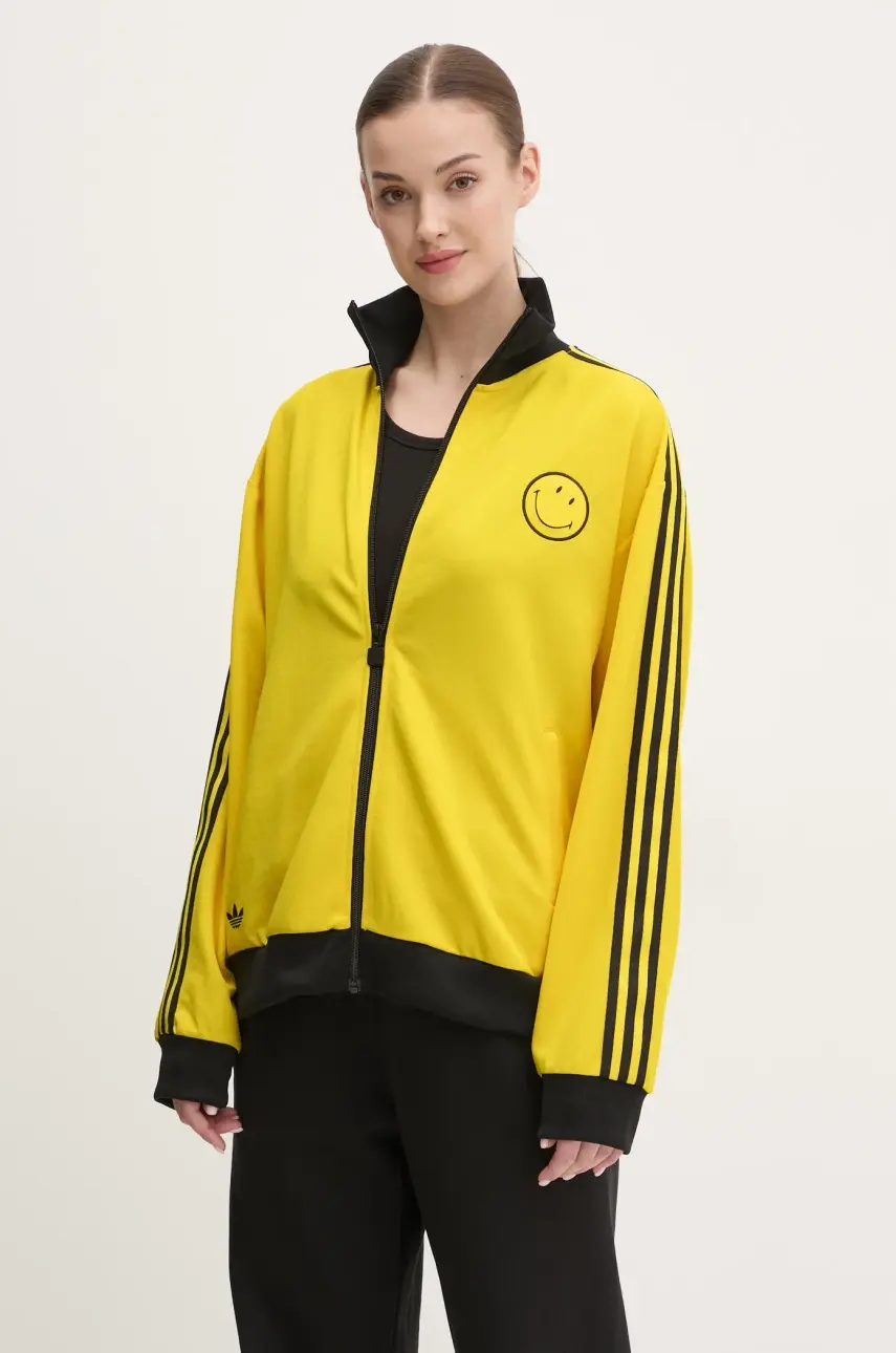 Mikina adidas Originals X Smiley dámska, žltá farba, s nášivkou, JD2737