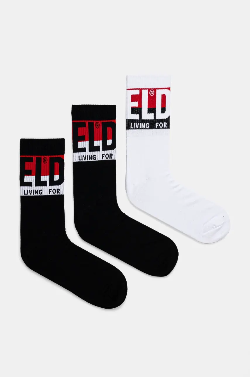 Ponožky Diesel SKM-RAY-THREEPACK SOCKS 3-pak pánske, čierna farba, 00SAYJ.0IQAR