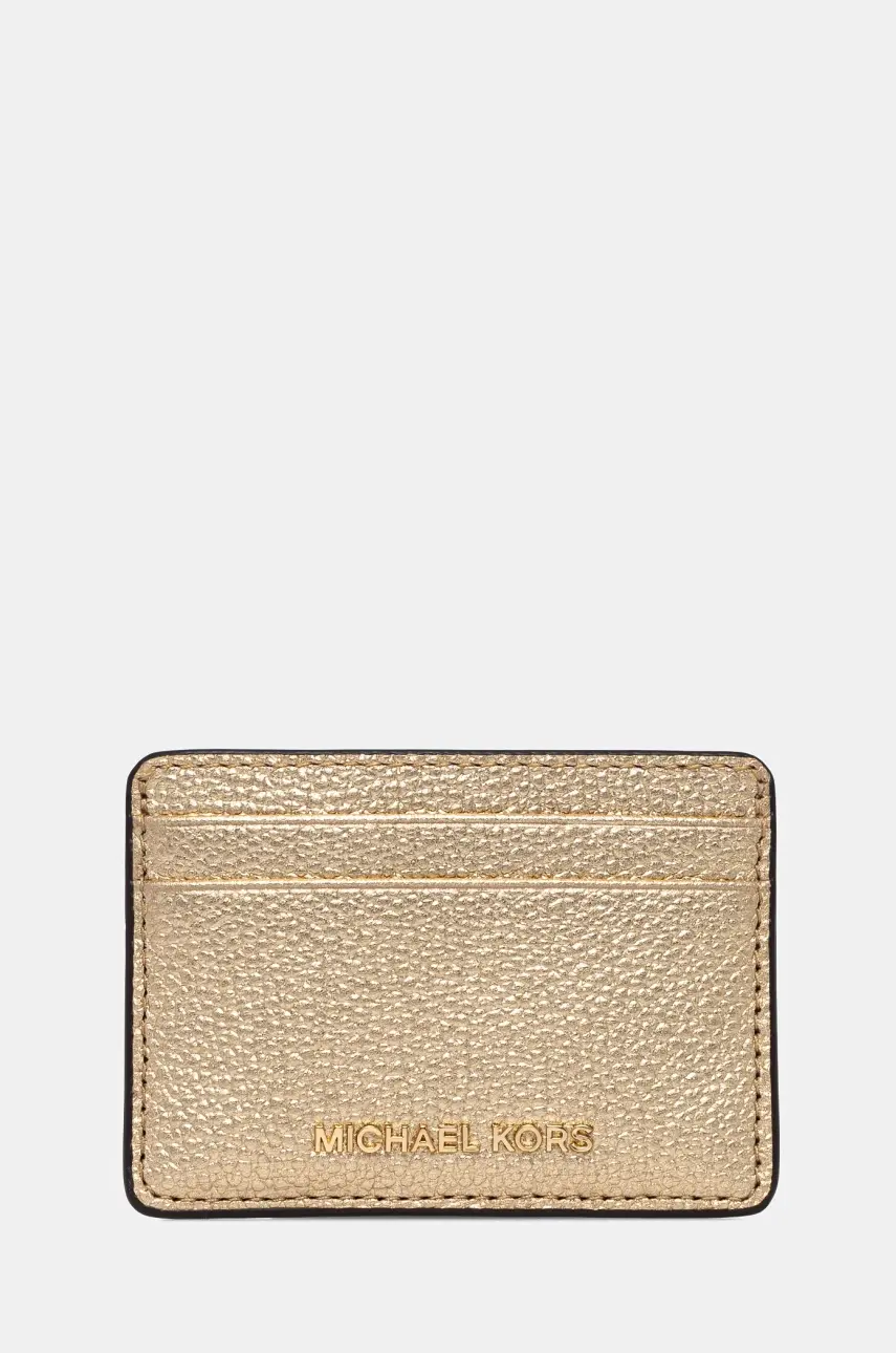 Kožené puzdro na karty MICHAEL Michael Kors zlatá farba, 32H9TJ6D1L