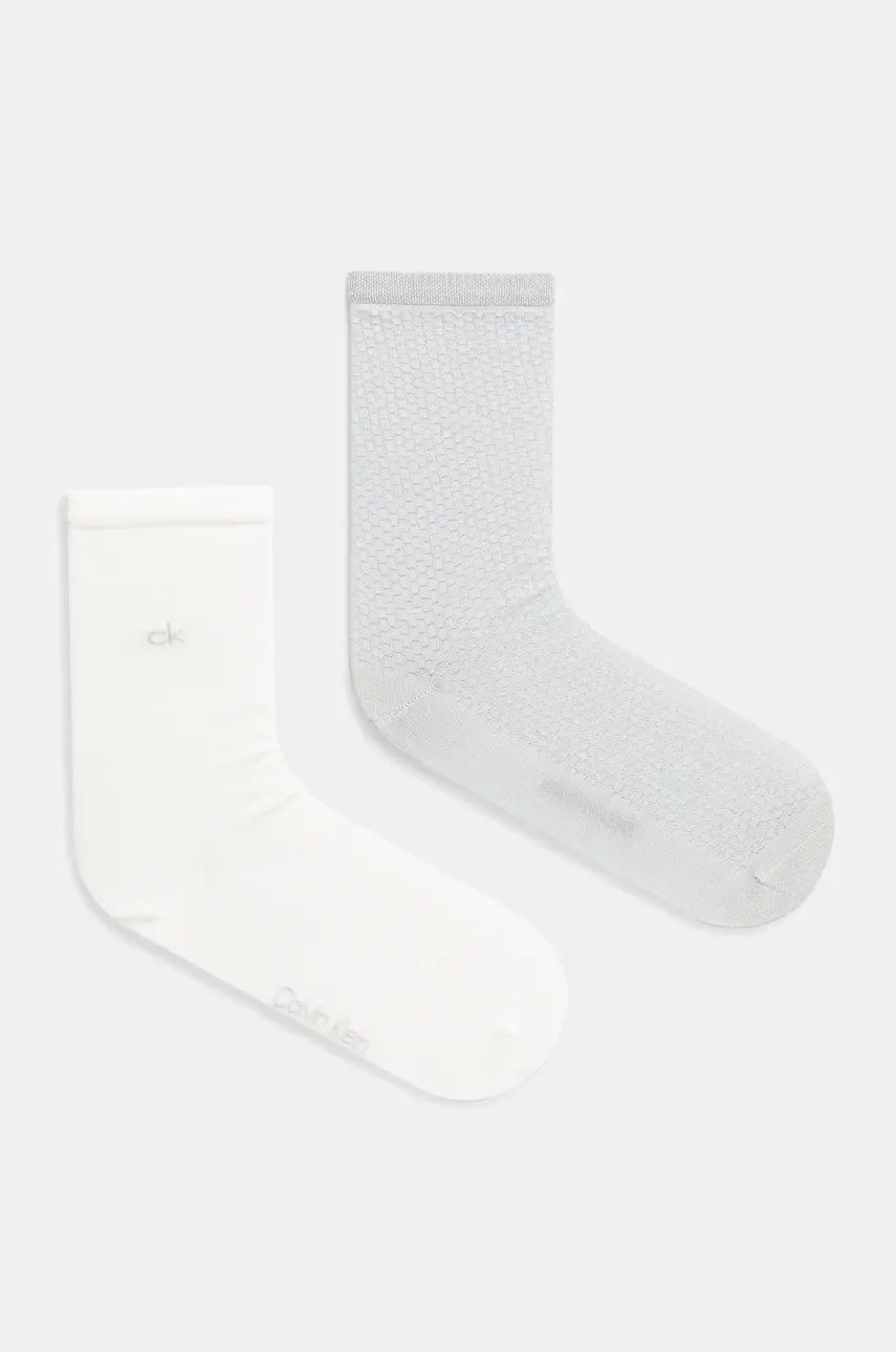 Ponožky Calvin Klein 2-pak dámske, šedá farba, 701232094