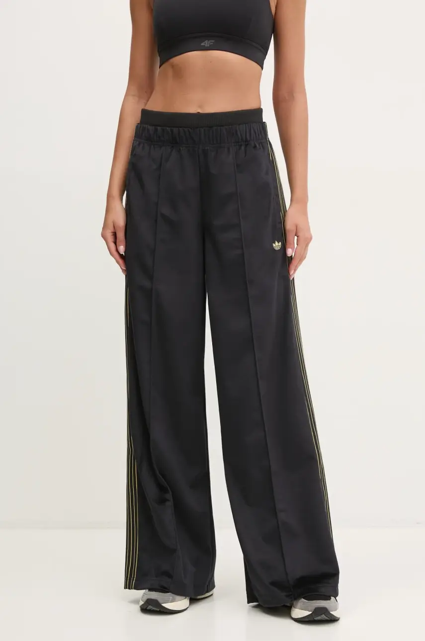 Tepláky adidas Originals VELOUR TRCKPANT dámske, čierna farba, vzorované, JI5755