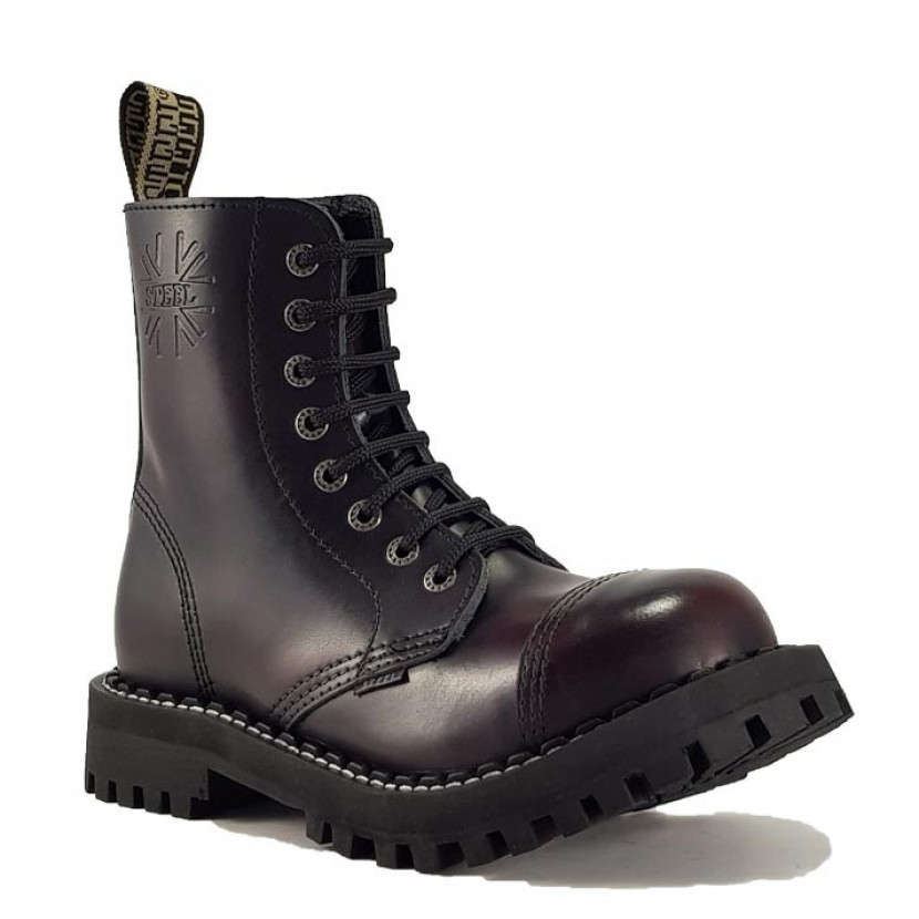 Topánky Steel 8-dierkové - bordové stierané, 46
