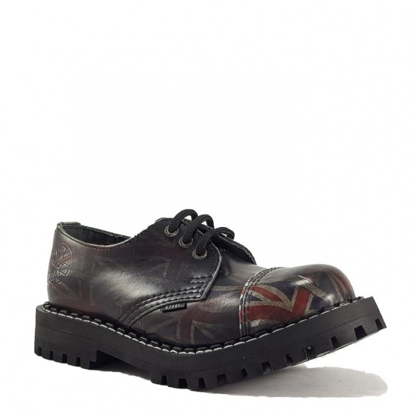 Topánky Steel 3-dierkové farby Veľkej Británie - čierne-farebné, 44