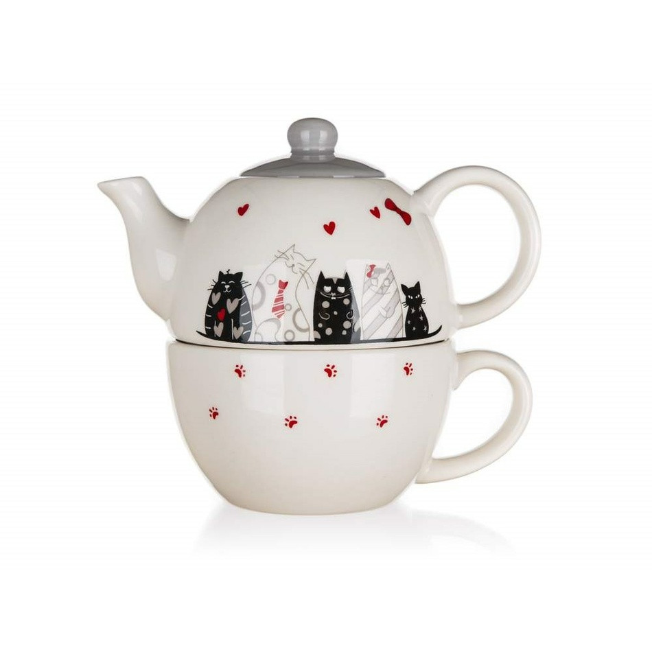 Banquet Kanvička keramická so šálkou CATS