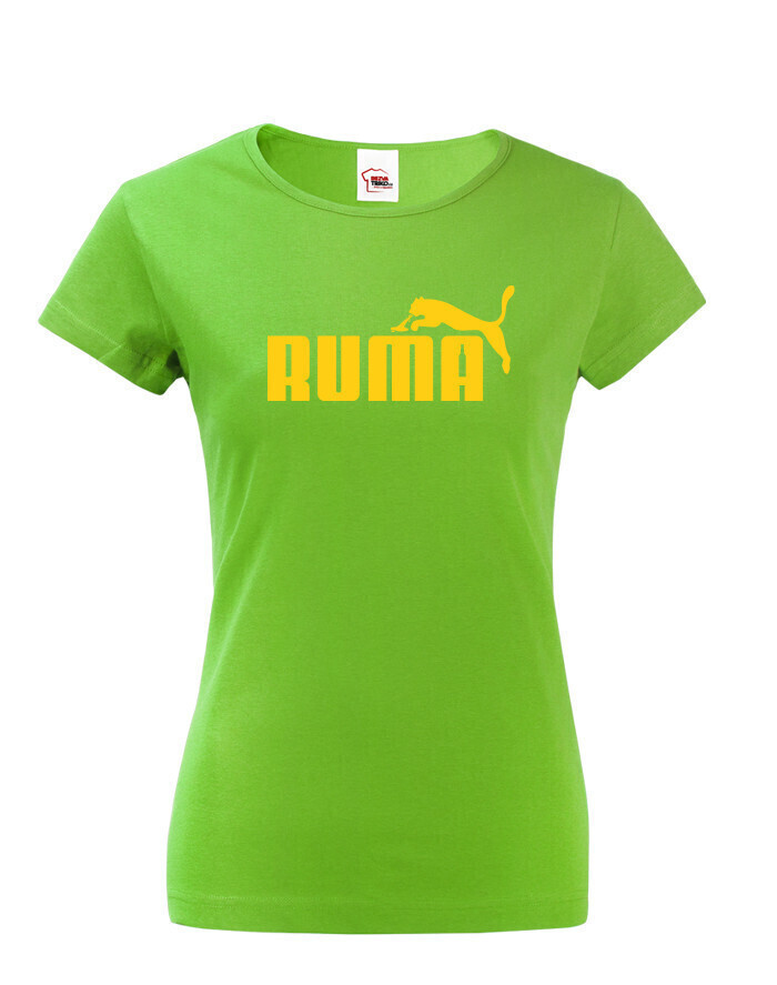 ★ Dámské tričko s oblíbeným motivem Ruma - vtipná parodie na značku Puma