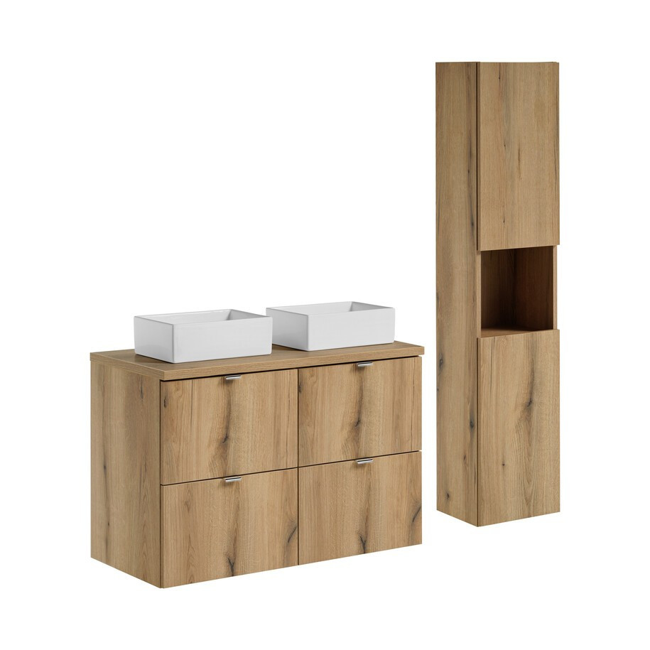 Koupelnová sestava Nova Oak Gaja se skříňkami a umyvadlem 100 cm dub evoke/bílá