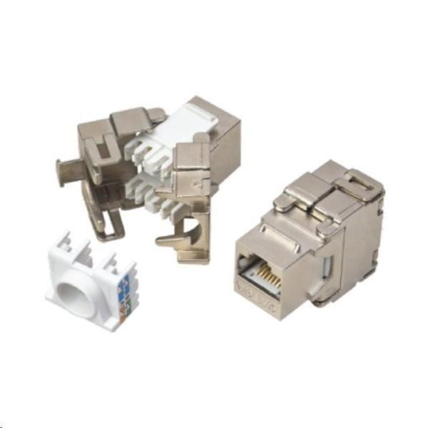Keystone Cat5E, STP, samozarezávací so zaklapnutím, strieborný