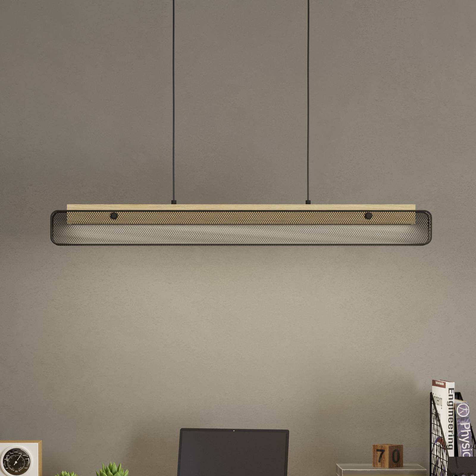EGLO connect LED závesné svietidlo Kokomo-Z, čierna farba, drevo, oceľ