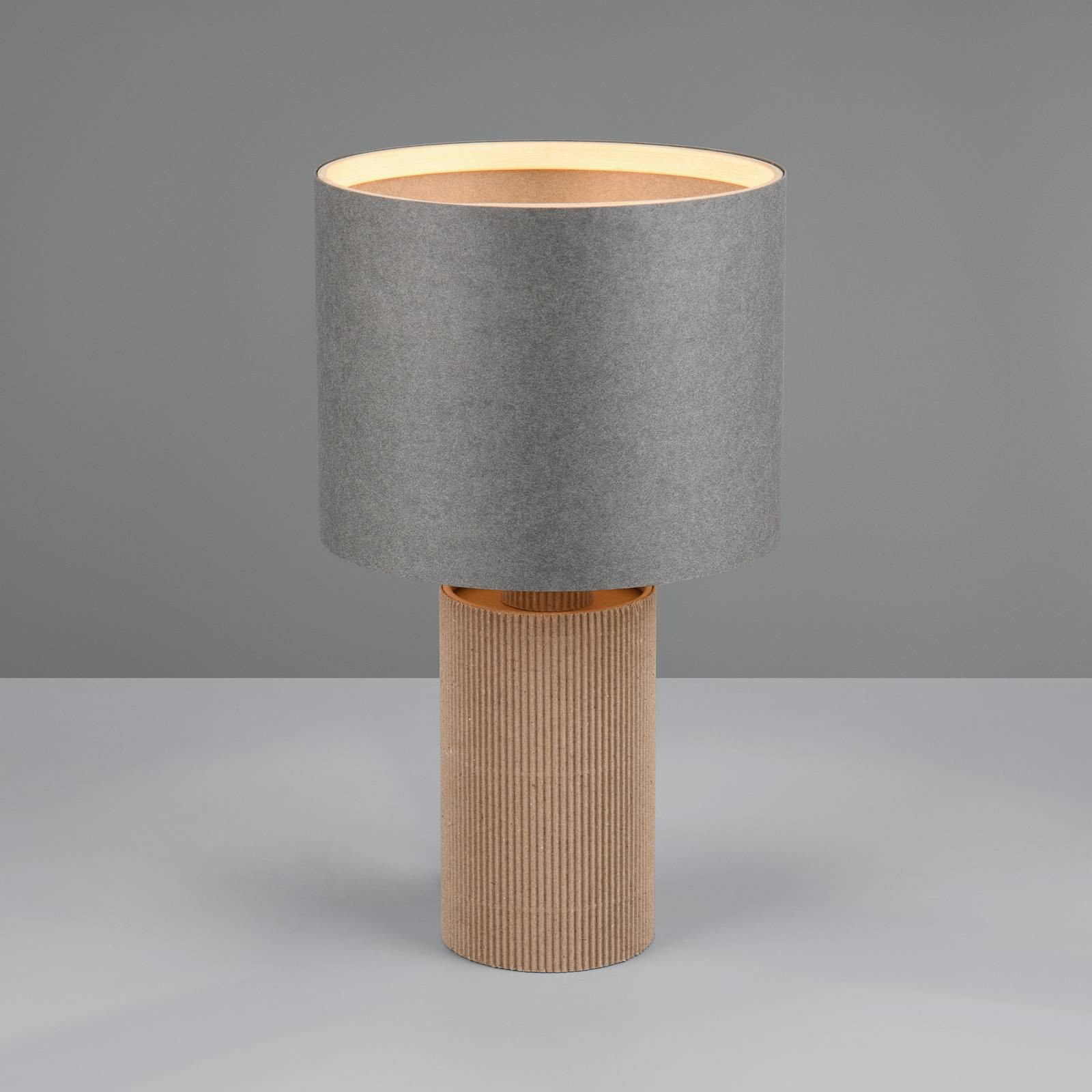 Stolná lampa Canio, výška 29 cm, sivá/hnedá, kartón, 1 x E14