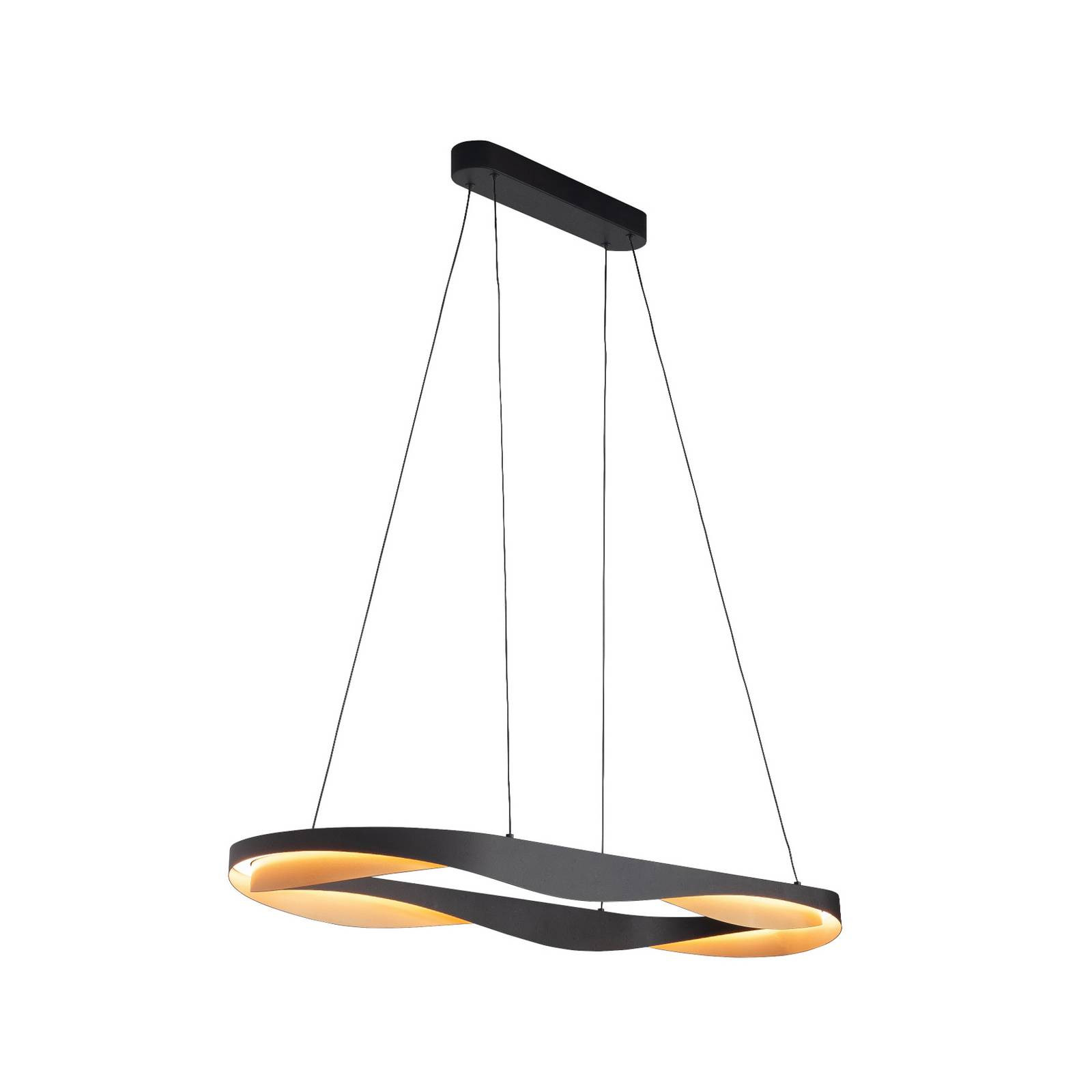 LED závesné svietidlo Ascoli, 100 x 36 cm čierna/zlatá, kov, tlmené