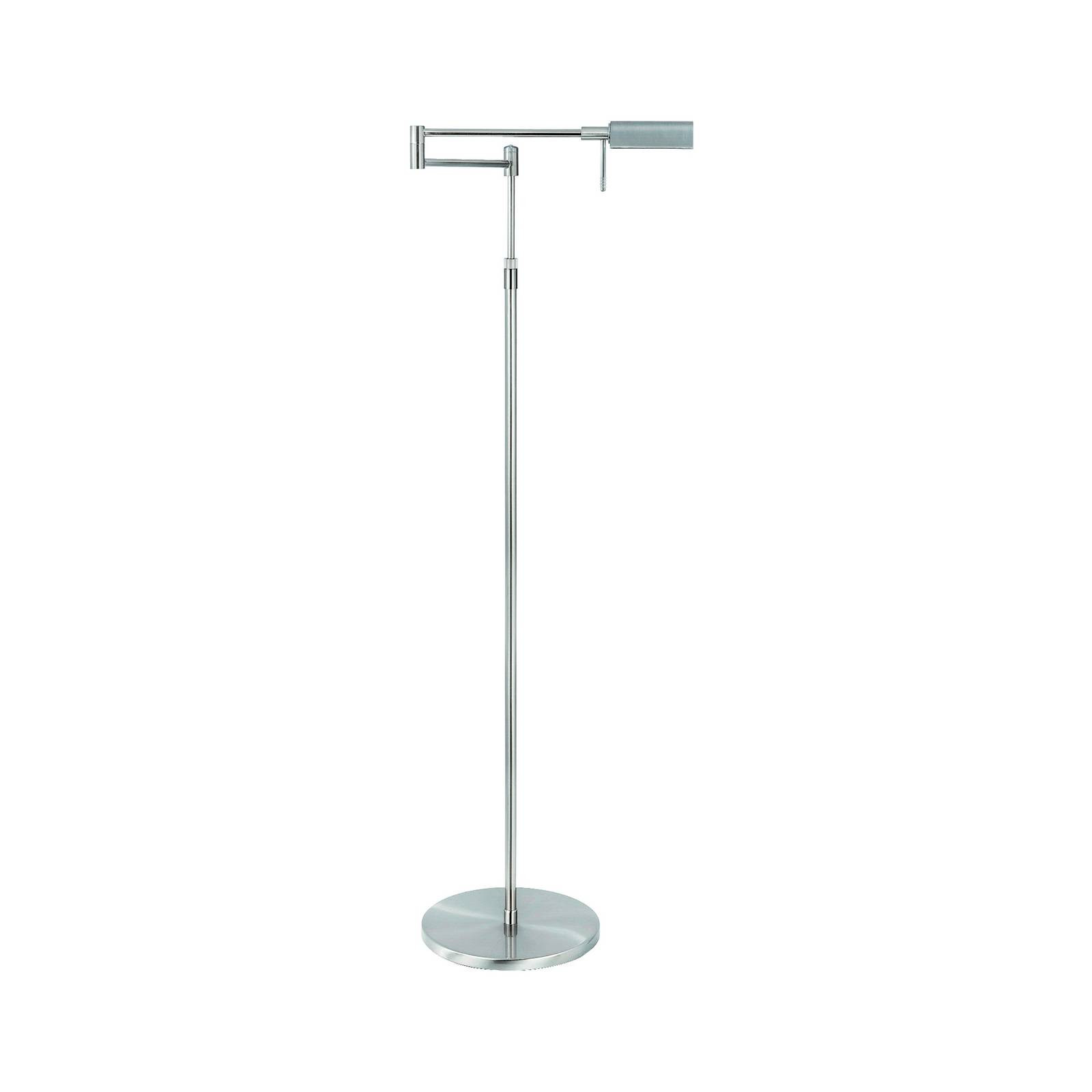 LED stojacia lampa New Bari, nikel, výška 139 cm, kov, stmievač