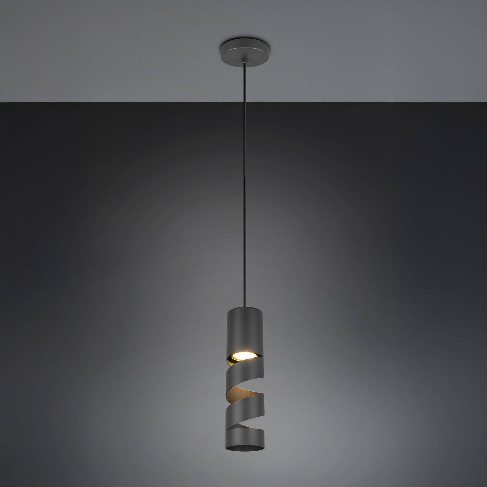 Závesné svetlo Stream, čierne, Ø 8 cm, kov, GU10