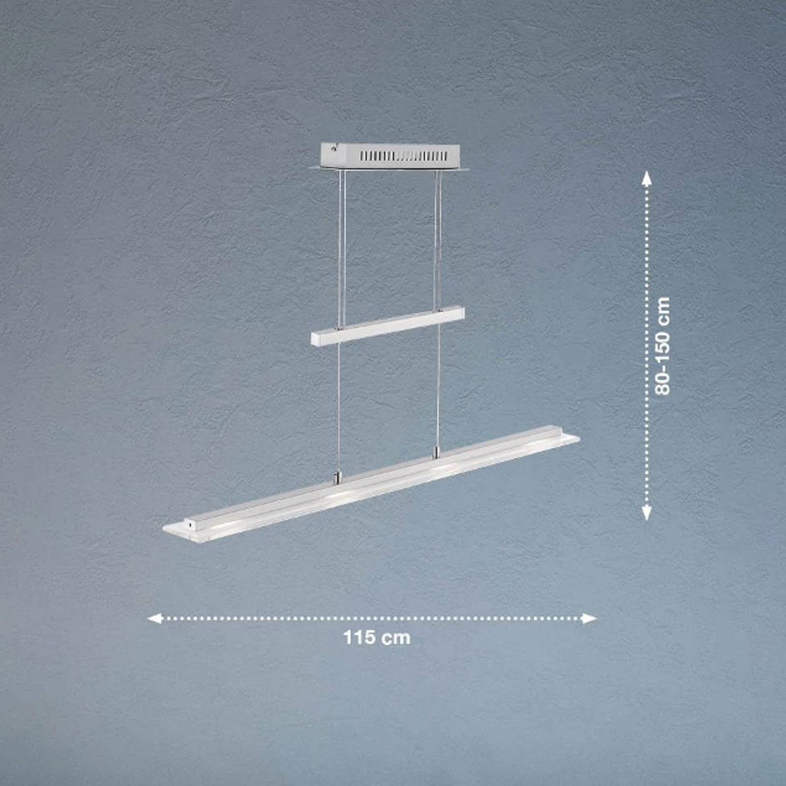 Závesné svetlo LED Tenso, nikel, 115 cm, kov, CCT, stmievač