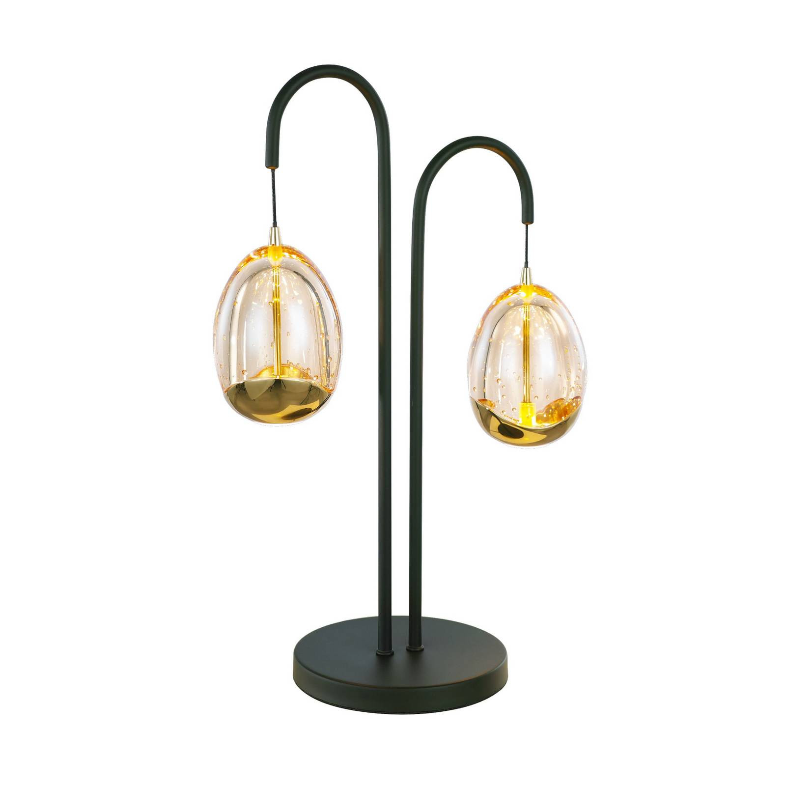 Stolná lampa Golden Egg čierna/jantárová 45 cm 2-svetlá kov/sklo