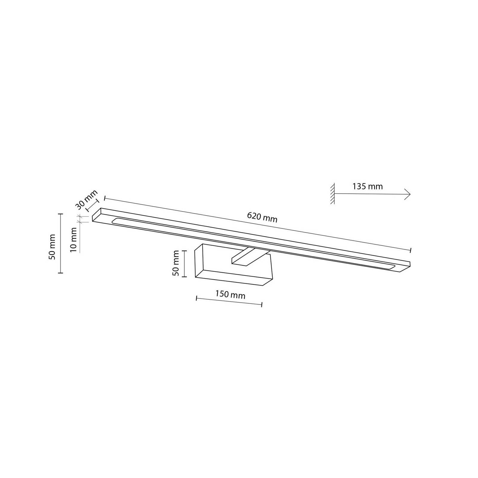 Nástenné svietidlo Gallery LED, chrómová farba, kov šírka 62 cm IP44