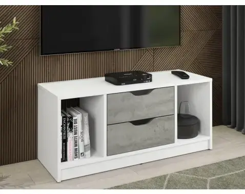 TV stolík Sten 100 cm, biely/šedý beton%