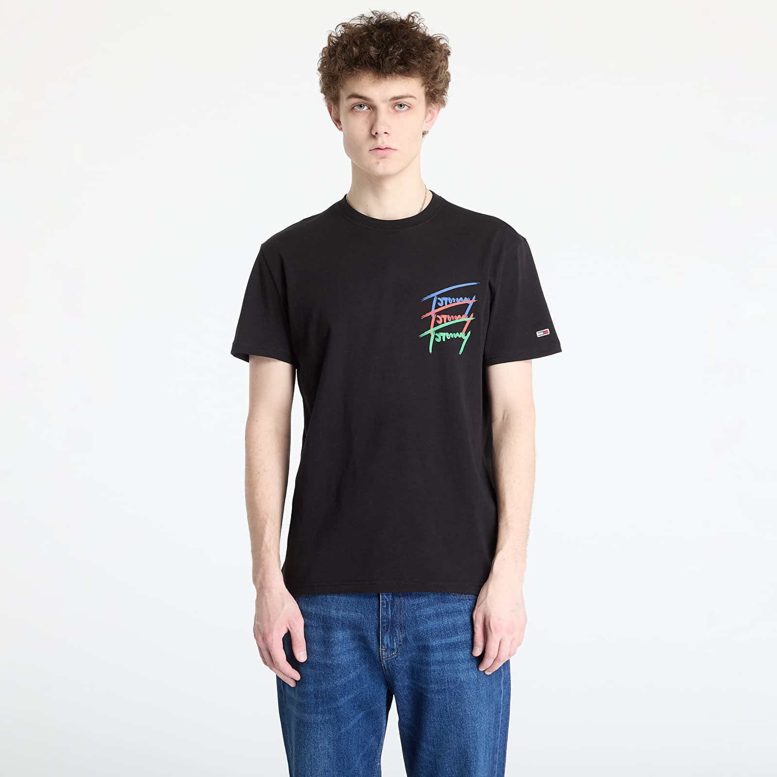 Tričko Tommy Jeans Regular Twisted Sign Tee Black S