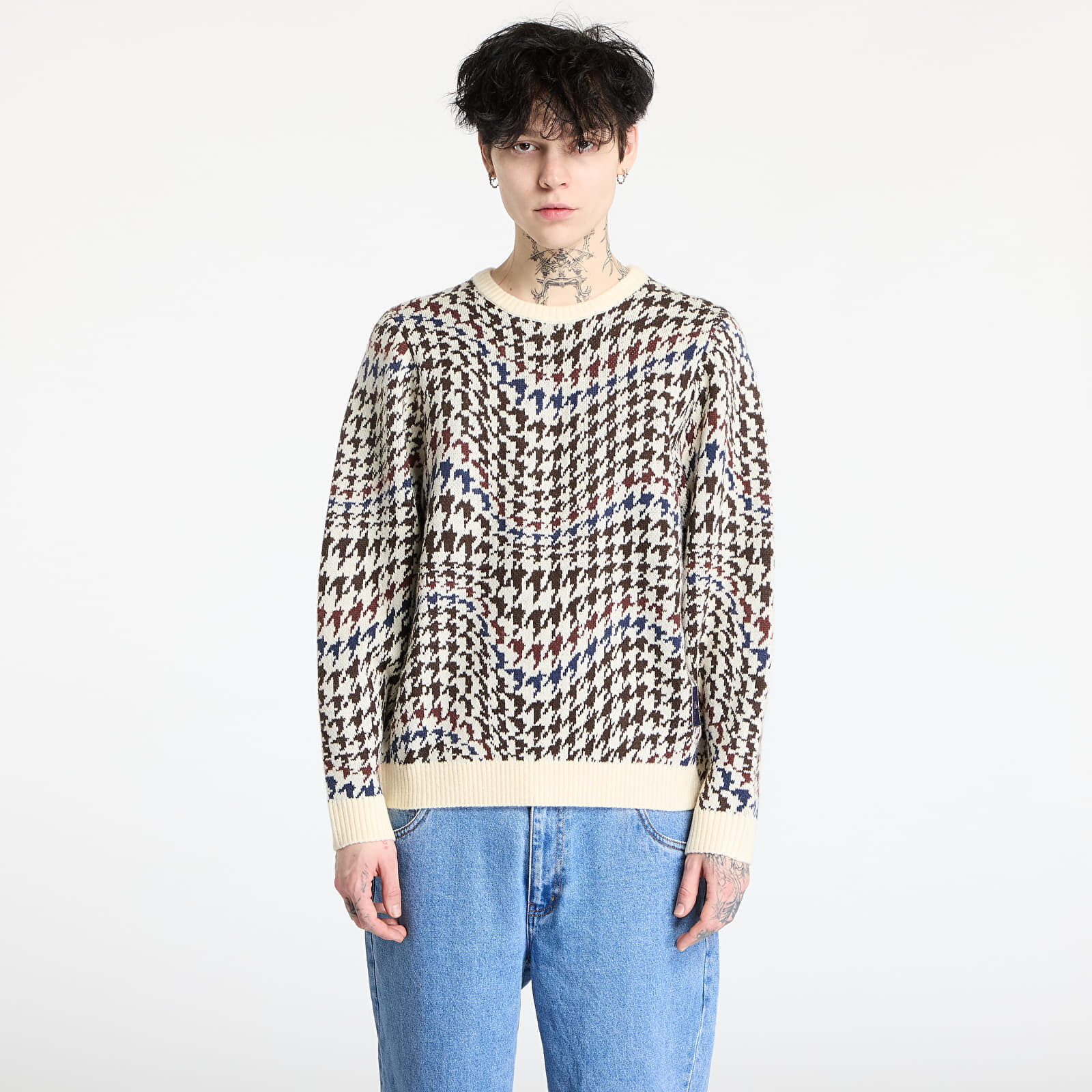 Sveter DIME Houndstooth Knit UNISEX Cream Multi S