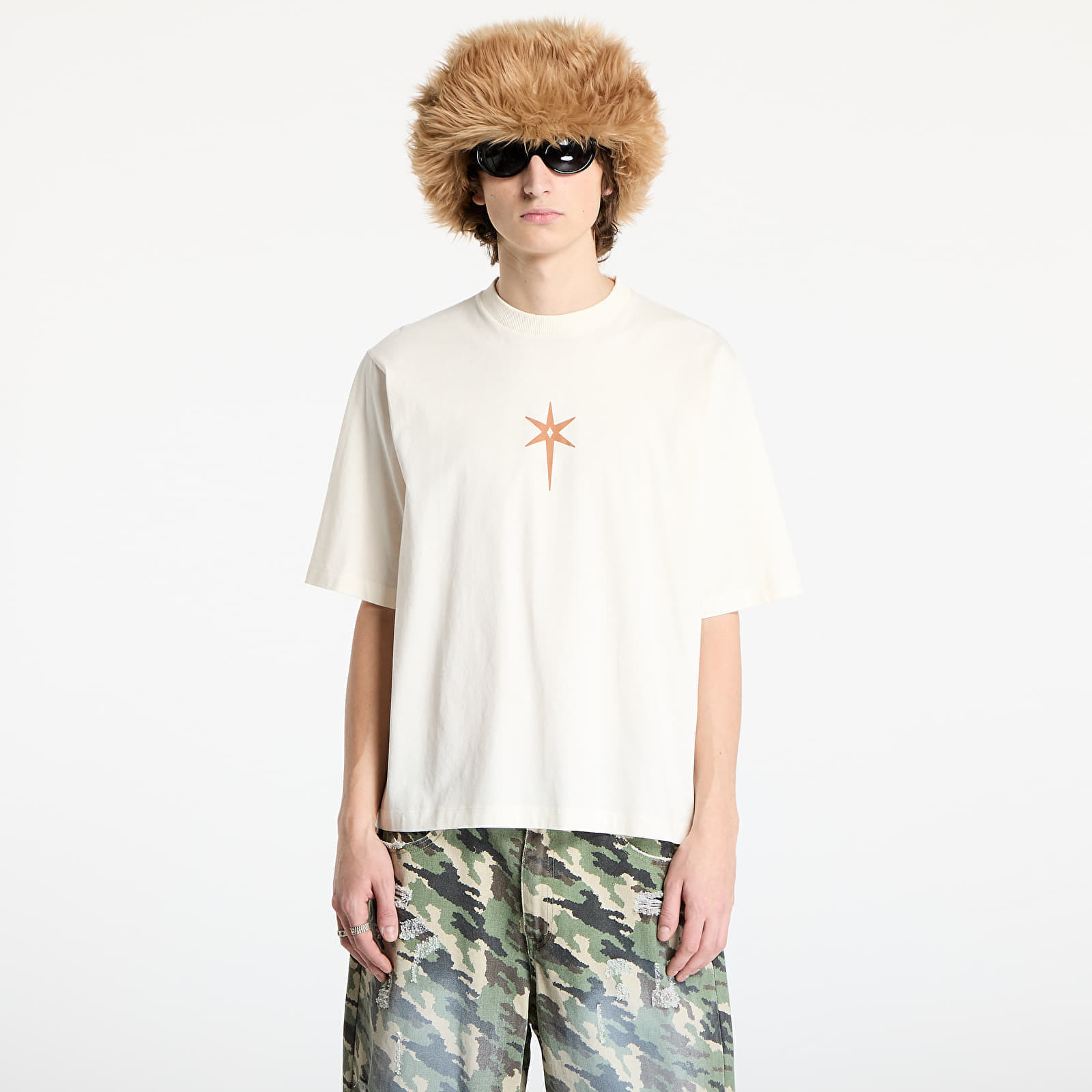 Tričko Marcelo Burlon County Goth Boxy T-Shirt Ecru Brown S