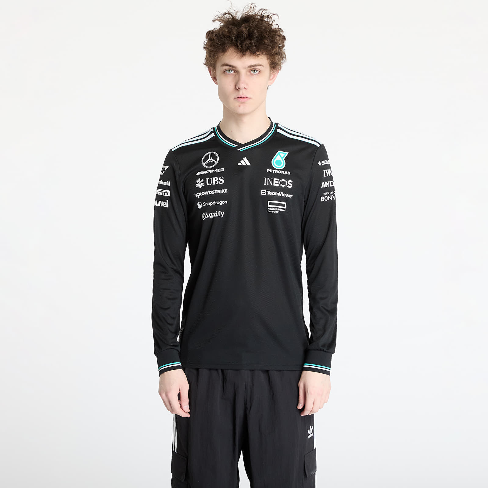 Dres adidas x Mercedes Amg Petronas Formula One Team Driver Authentic Long Sleeve Jersey Black/ Black/ White L