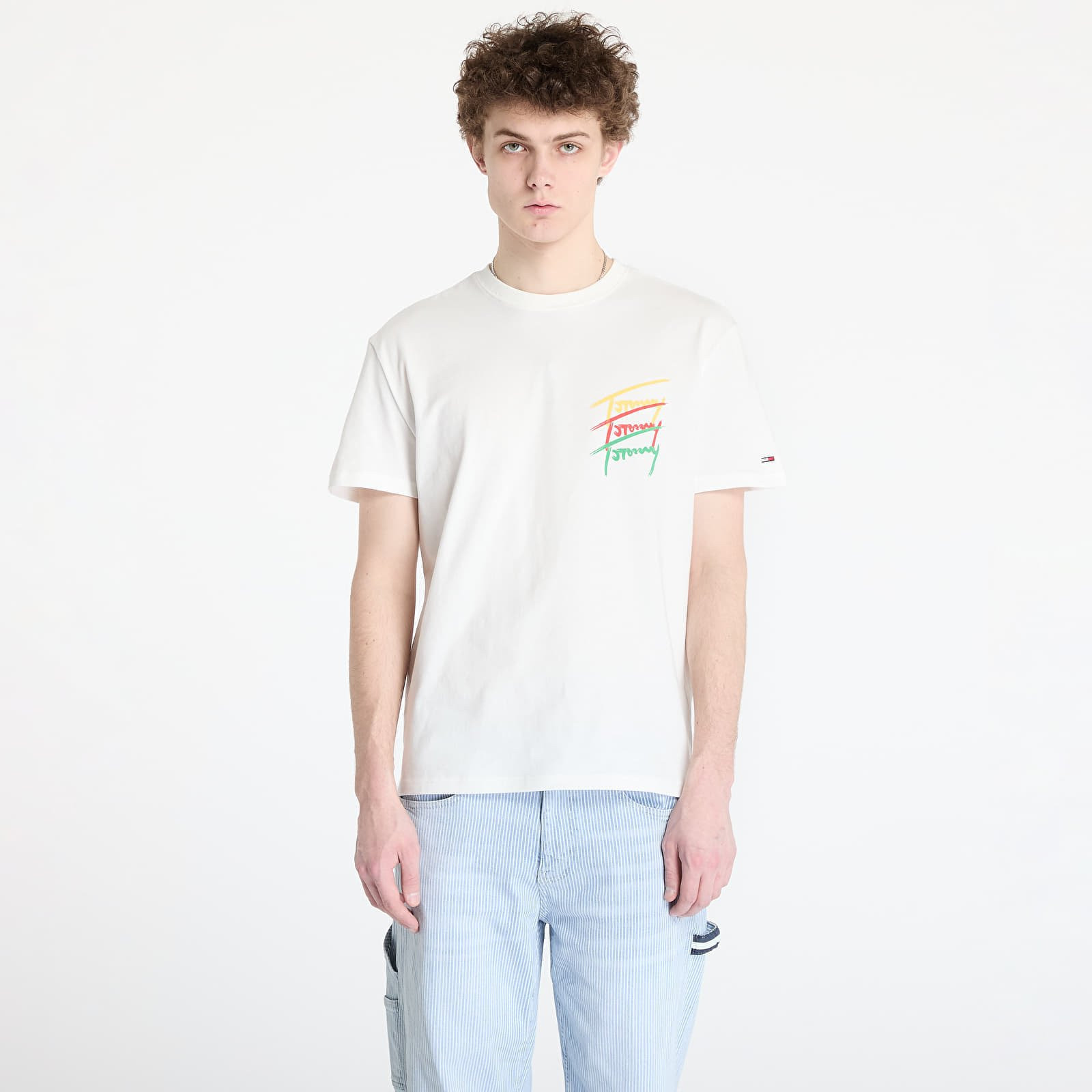Tričko Tommy Jeans Regular Twisted Sign Tee White S