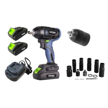Kraft&Dele Rázový uťahovák / skrutkovač 21V 750Nm sada 2x3000mAh KD3408