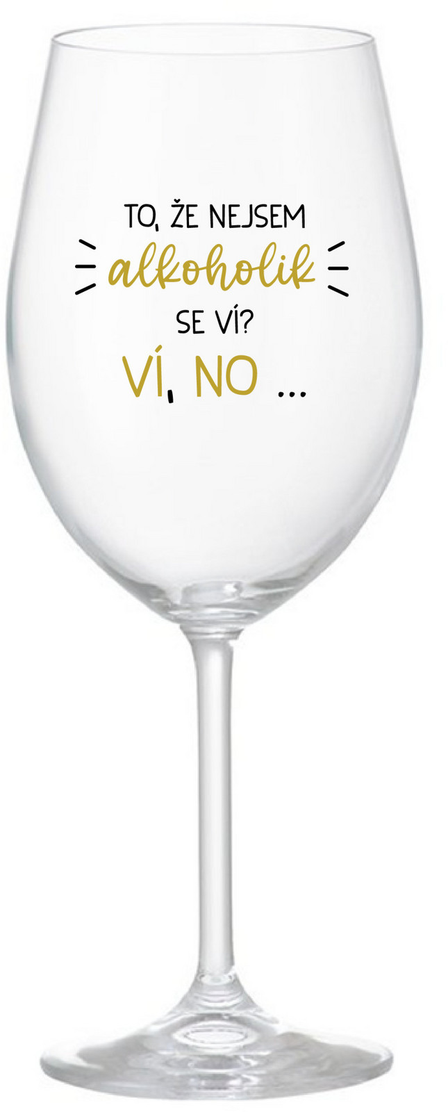 TO, ŽE NIE SOM ALKOHOLIK SA VIE? VIE, NIE... - číry pohár na víno 350 ml