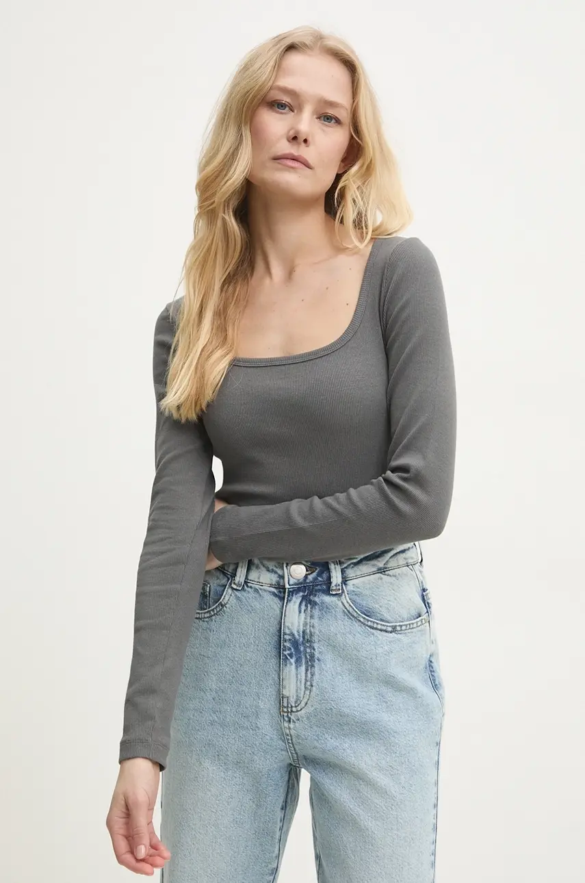 Tričko s dlhým rukávom Answear Lab dámske, šedá farba