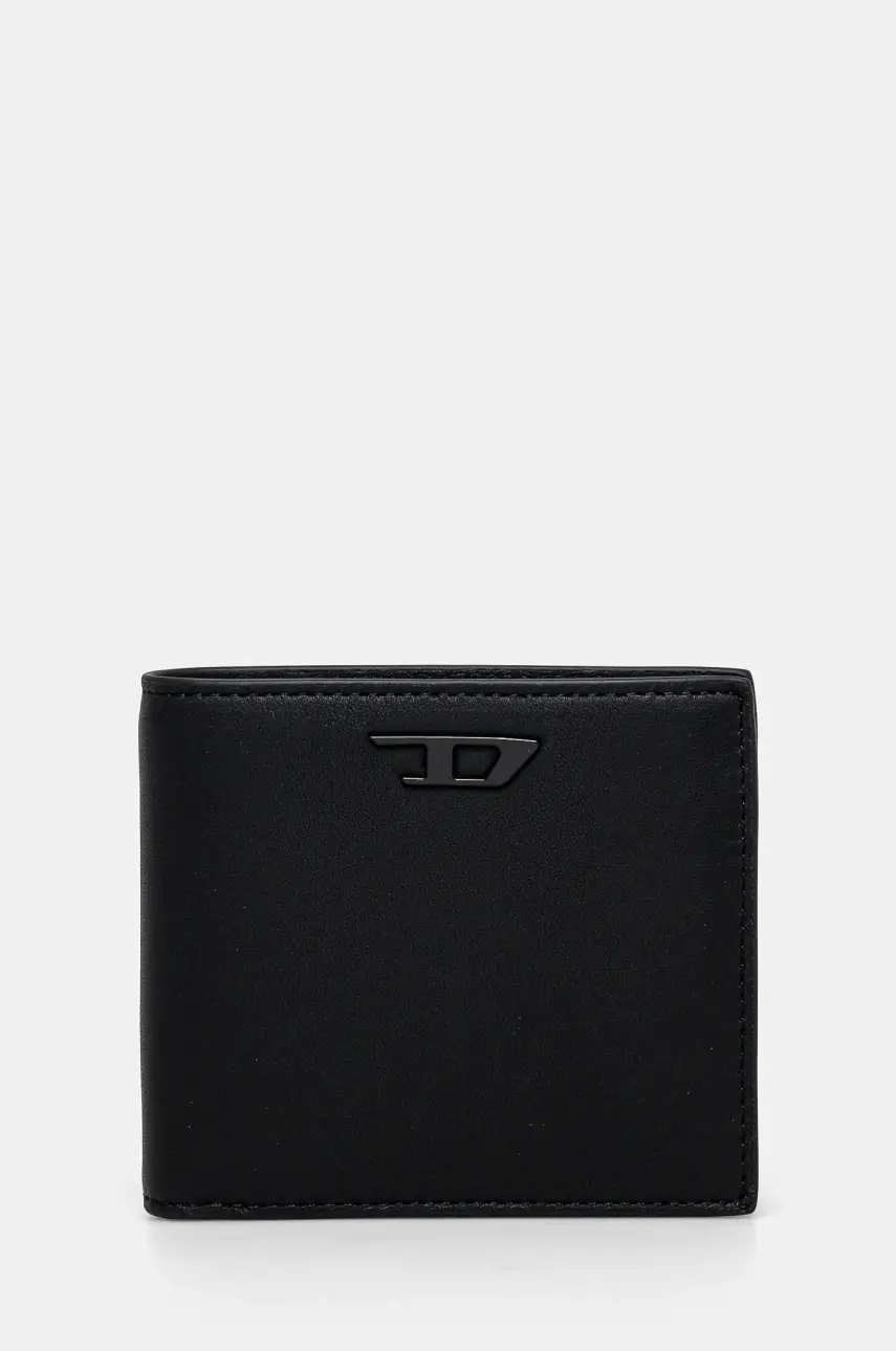 Kožená peňaženka Diesel RAVE RAVE BI-FOLD COIN S walle pánska, čierna farba, X09903.PR227